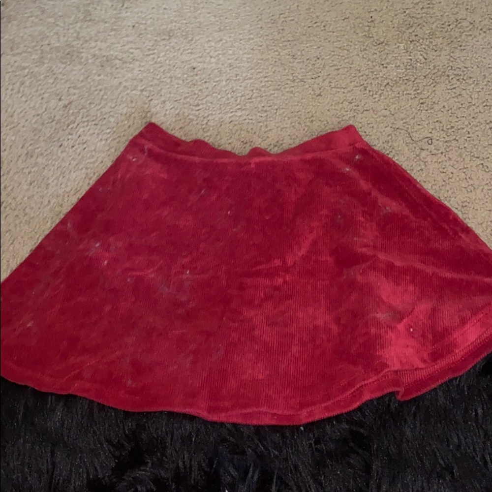 Red velvety skirt